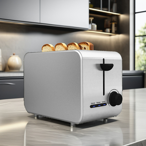 Chất lượng cao thép không gỉ điện nhà bếp nướng bánh mỳ 800W 2 lát rộng hơn khe cắm điện bánh mì nướng bánh mỳ - Product Image 1