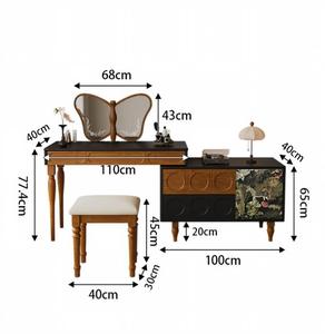 Modern European Pine Wood <b>Lighted</b> Makeup Mirror <b>Vanity</b> with Storage Eco-Friendly Dresser for Apartment Bedroom Furniture - Product Image 4