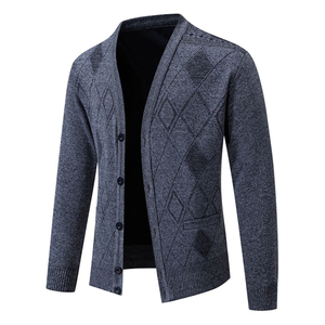 Pull <span class=keywords><strong>Cardigan</strong></span> Tricoté Homme Tendance Décontracté Hiver, Personnalisable avec Logo, Col en V à Boutons - Product Image 4
