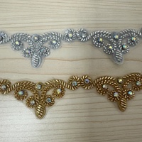 Dentelle brodée de perles et de strass de 5 cm de large, fabriquée à la machine, pour robe de mariée, voile, garniture de vêtement DIY