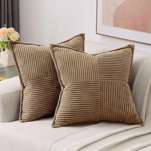 18x18 Inch Boho Accent Throw Pllows Broadside Striped Patchwork Soft Corduroy Pillowcases - Product Image 6