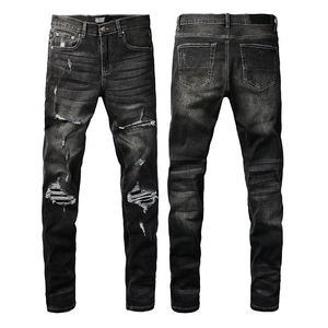2025 High Quality Amri Jeans <strong>Men</strong> Streets Styles Custom Logo Designer Brand Hop <strong>Stretch</strong> Ripped Denim <strong>Men's</strong> - Product Image 5