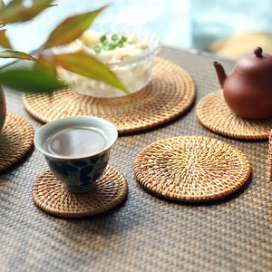 Handmade Rattan Woven Placemat Round Heat Insulating Table <b>Mat</b> For Teapot Cup Bowl <b>Plate</b> Vietnam Origin - Product Image 3
