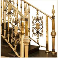 Rampe d'escalier de luxe en acier inoxydable doré, balustrade décorative intérieure en métal, main courante pour villa, design d'escalier