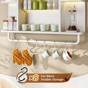 Mueble de Exhibición Decorativo Ecológico de Madera, Estante de Almacenamiento con Capas Ajustables y Ganchos para Sala de Estar, Uso en Hoteles, Diseño Moderno, Grande - Product Image 4