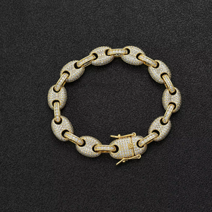 <b>Cuban</b> Bracelet 12mm Pig Nose Bracelet, Hip Hop Full Zirconium Men's Necklace Tanjing Fashion Lijing Necklace - Product Image 2