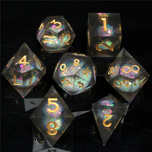 Best-seller Jeu de dés à noyau liquide DND Dés polygonaux en résine avec arêtes vives Jeu de société <span class=keywords><strong>RPG</strong></span> Dragon et Dungeon Dés pointus personnalisés - Product Image 5