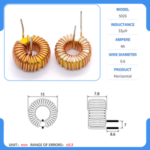 Cuộn cảm hình khuyên tùy chỉnh 5026, lõi đồng, tổn hao thấp, vòng từ màu vàng trắng, lõi bột sắt - Product Image 2