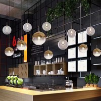 Lustre LED en verre à hauteur réglable pour salon de style nordique, avec globe en verre dégradé, design luxueux