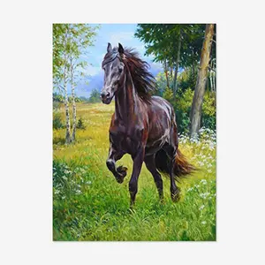 Taladro completo arte mosaico pared pintura 5D diamante pintura pastizales galopante caballo bordado punto de cruz Kits regalo hecho a mano