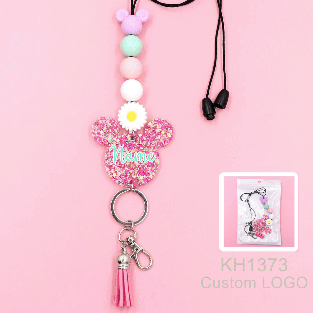 Personalized Silicon Lanyard For Keys ID Badge-Book Mouse Crayon Design With Name Custom Cute Teacher Gifts Acrylic Image 3