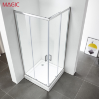 Salle de bain minimaliste au design européen avec porte coulissante en aluminium, séparation sec/humide, cloison en verre enduit, garantie 3 ans