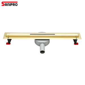 SANIPRO Scarico Doccia Lineare in Acciaio Inox Dorato con Rotazione a 360 Gradi, Scarico a Pavimento Lungo <span class=keywords><strong>e</strong></span> Sottile in SS304 per Bagno - Product Image 1