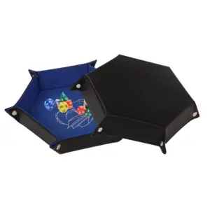 SHBC Hot Selling Double Sided Leather Dice Tray、Folding PU Leather Dice Tray、Blue Sky Velvet Dice Holder