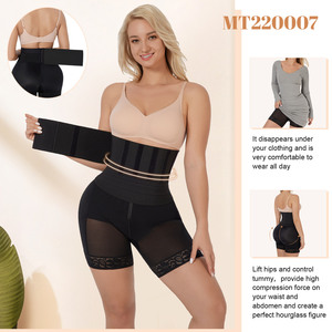 Custom 2 in 1 Waist Wrap Butt Lifter Shorts High Compression <strong>Plus</strong> <strong>Size</strong> Latex Waist Cincher 2 in 1 Tummy Trimmer Waist Wrap <strong>Belt</strong> - Product Image 4