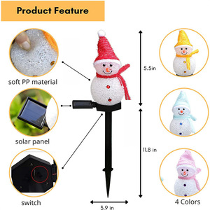 Lumière solaire de Noël en forme de bonhomme de neige pour extérieur, jardin, pelouse, allée - Product Image 2