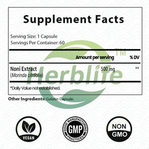 Cápsulas de Fruta Noni OEM ODM 500mg - Antioxidantes, Suplemento Herbal para una Digestión y Energía Saludables, Apoyo Inmunológico, Vegano - Product Image 2