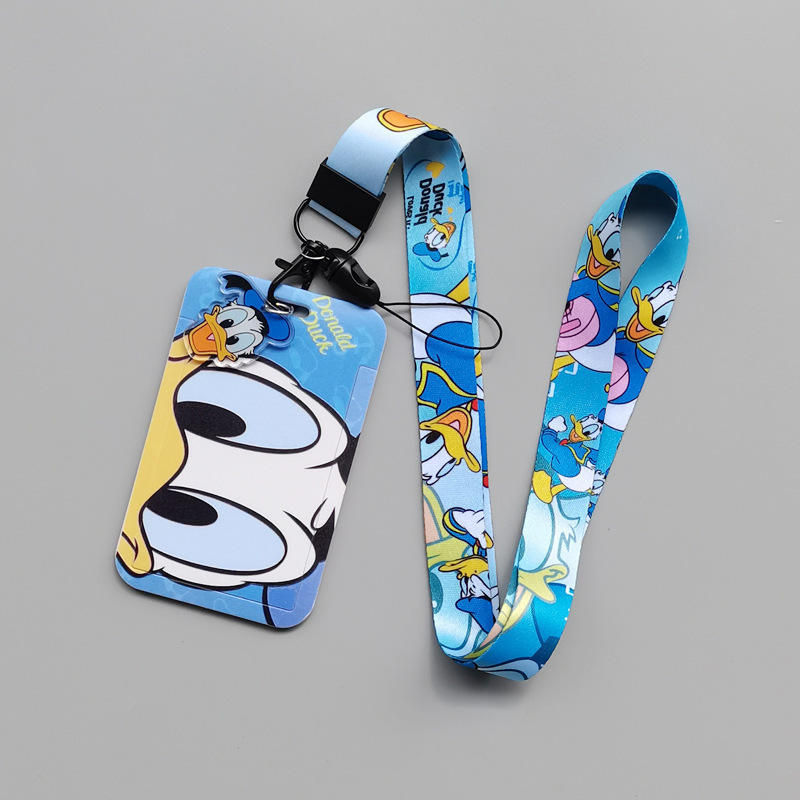 Lanyards Lovely Cartoon Donald Duck Card Holder Plastic Anti-Lost Student Bus ID Name Badge Card Case Lanyard Accessories Custom Image 3