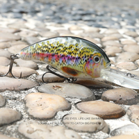 Leurre de pêche crankbait haute simulation 34g 70mm avec yeux holographiques 3D, corps rigide en plastique ABS et bec long pour la pêche en eau profonde