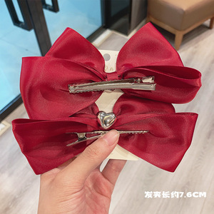 Children's hair <b>clips</b>, <b>bow</b> hairpins, girls' headdresses, satin heart princess hair accessories, duckbill <b>clips</b>, mermaid - Product Image 4