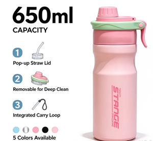 Bouteille isotherme en acier inoxydable personnalisée de 650 ml, design moderne avec couvercle et paille, tasse à café, garde le froid <span class=keywords><strong>24h</strong></span> - Product Image 2