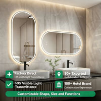 Fabrication OEM ODM, certifiée CE, miroir de salle de bain LED à 3 températures de couleur réglables, pour hôtels internationaux