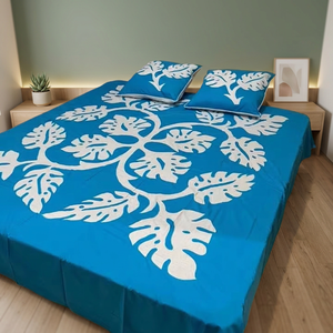 Juego de sábanas de algodón puro con estampado Hawaiano súper suave, juego de sábanas azul bohemio indio, juegos de cama con estampado indio, tamaño Super King - Product Image 3