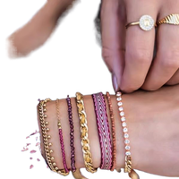 Bracelet tissé Bowei en acier inoxydable plaqué or 18 carats avec chaîne blanche et perles géométriques