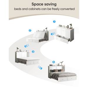 <span class=keywords><strong>Lit</strong></span> escamotable Queen Size avec armoire en bois, station <span class=keywords><strong>de</strong></span> charge USB, <span class=keywords><strong>lit</strong></span> mural moderne pour invités, commode avec tiroirs <span class=keywords><strong>de</strong></span> rangement pour chambre à coucher et bureau à domicile - Product Image 5