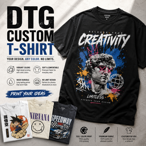 DTG Custom T Shirt 100% Cotton Graphic Tee Full Color Print Streetwear Oversized Casual Top OEM ODM Custom Design - Product Image 1