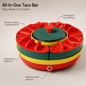 Taco Tuesday – Pot chauffant pour tacos de 30 oz, avec 4 supports amovibles et plateau rotatif, idéal pour un cadeau de pendaison de crémaillère unique - Product Image 5