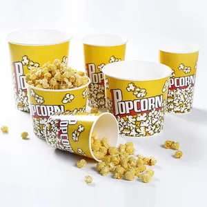 Vente en gros seau à pop-corn jetable en papier personnalisé de qualité alimentaire pour film d'emballage au micro-ondes pour pop-corn