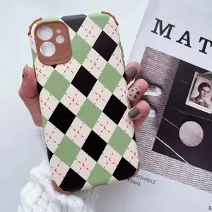 Luxus Retro Rhombus 6D Kamera Schutz Handy hülle für Iphone 13 Serie Gute Qualität Stoß feste Schutzhülle Apple Iphones