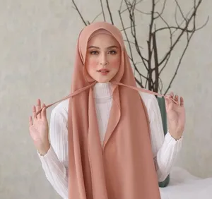 Foulard à bulles uni en mousseline de soie, écharpe enveloppant pour Hijab, avec corde, couleur unie, pour femmes musulmanes, nouvelle collection, HW425, 2021