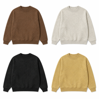 Sweat-shirt ample à col rond en molleton chiné, couleur unie, style streetwear, pour un usage quotidien décontracté