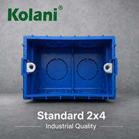 Boîtier de jonction double en PVC bleu signal vibrant Kolani 2x4 pouces, pour montage encastré et en saillie avec écrou métallique