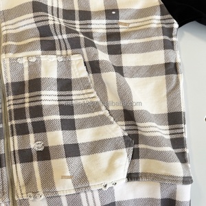 Fabricant de sweats à capuche zippés surdimensionnés en coton épais 100 % pour hommes, coupe et couture personnalisées, style boîte, à carreaux, courts, OEM - Product Image 3