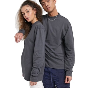 T-shirt manches longues unisexe, Streetwear surdimensionné, 100% coton, uni, nouvelle collection à la mode - Product Image 1