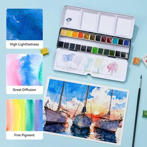 Pintura de Acuarela Sólida con Temática Oceánica, 24 Colores Vibrantes, Fuerte Capa de Difusión, para Artistas, Aficionados al Dibujo, Suministro al por Mayor - Product Image 4