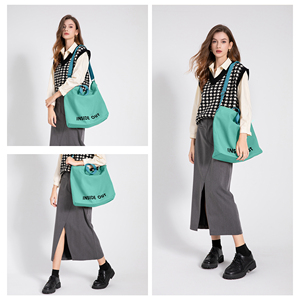 Hot Sales <b>Large</b> Capacity Reusable Eco Friendly Casual Shoulder Crossbody Cotton <b>Canvas</b> Tote <b>Bag</b> - Product Image 5