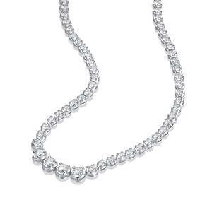 Collana Tennis in Argento Sterling 925 con Moissanite a Gradazione di Dimensioni, Testata per Diamanti, Personalizzabile - Product Image 6
