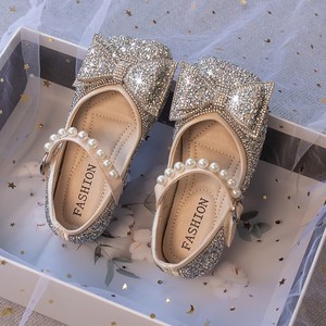Zapatos de Princesa Antideslizantes para Niñas, Zapatos de Vestir con Pedrería y Lazo, Zapatos de Cuero para Niñas - Product Image 2