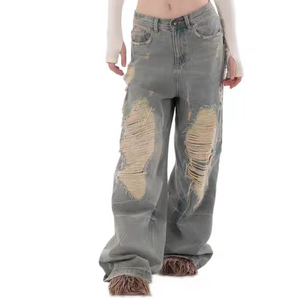 Faded Distressed Baggy <strong>Jeans</strong> Custom High Quality 100% Cotton <strong>Mens</strong> Double Layers Washed Denim <strong>Jeans</strong> Cargo Pants Washed <strong>Jeans</strong>