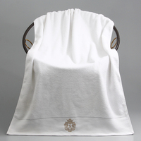 Ensemble de serviettes de bain et de visage en coton blanc de luxe avec logo personnalisé, qualité hôtelière