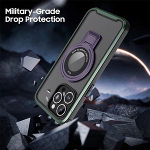 เคสบางพื้นผิวหรูหราสำหรับ iPhone 15 Pro Max ที่ใส่แหวนหมุนได้ป้องกัน PC + กรอบ TPU กระเป๋าโทรศัพท์มือถือสีชมพู - Product Image 5