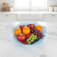 Bol en polyrésine fait main, écologique, durable, moderne, lavable, sûr pour les aliments, motif tourbillon bleu ciel aqua, pour salade, fruits, légumes, fête
