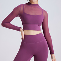 Nieuwe Yoga T-Shirt Groothandel Met Lange Mouwen Elastische Nude Workout Crop Top Vrouwen Sexy Fitness Sportkleding Shirts Activewear Blouse