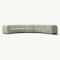 Canapé modulaire incurvé 5 pièces en coton et lin de qualité supérieure, style moderne organique, profil bas, meubles de salon artisanaux