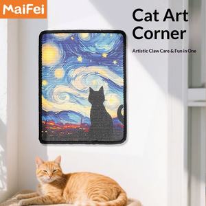 Griffoir mural vertical en sisal pour chat, peinture à l'huile, multi-usages, sans peluches, tapis à gratter pour chat, vente en gros - Product Image 2