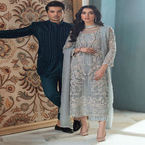 Colección de Lujo Formal Net de 3 Piezas Sin Coser / Cosido – Traje Premium Bordado para Bodas y Fiestas para Mujer - Product Image 6